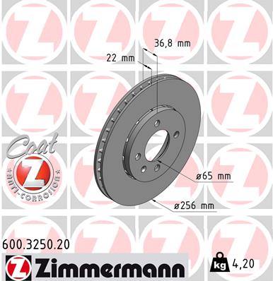Brake Disc - 600.3250.20 ZIMMERMANN