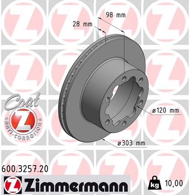 Brake Disc - 600.3257.20 ZIMMERMANN