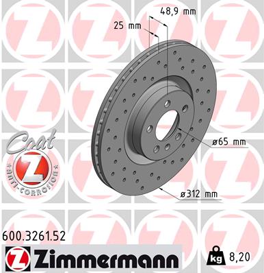 Brake Disc - 600.3261.52 ZIMMERMANN