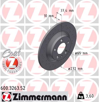 Brake Disc - 600.3263.52 ZIMMERMANN