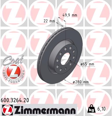Brake Disc - 600.3264.20 ZIMMERMANN