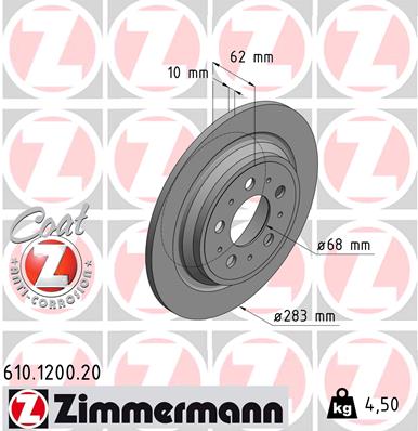 Brake Disc - 610.1200.20 ZIMMERMANN