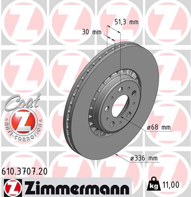 Brake Disc - 610.3707.20 ZIMMERMANN