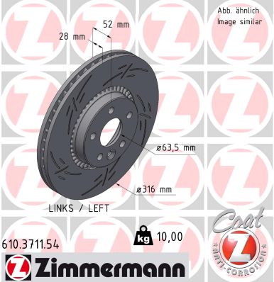 Brake Disc - 610.3711.54 ZIMMERMANN