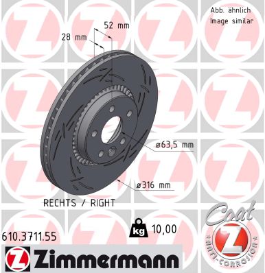 Brake Disc - 610.3711.55 ZIMMERMANN