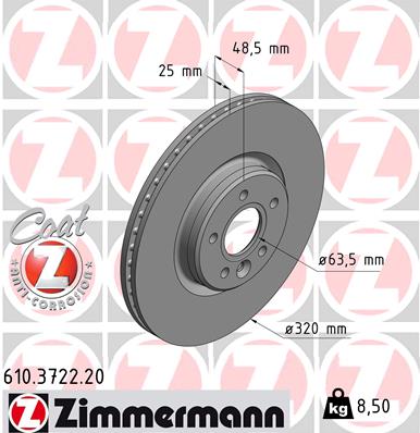 Brake Disc - 610.3722.20 ZIMMERMANN