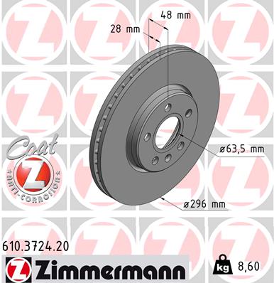 Brake Disc - 610.3724.20 ZIMMERMANN