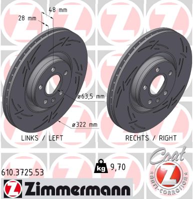 Brake Disc - 610.3725.53 ZIMMERMANN