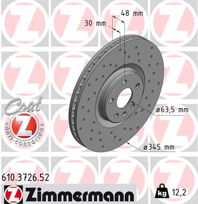 Brake Disc - 610.3726.52 ZIMMERMANN