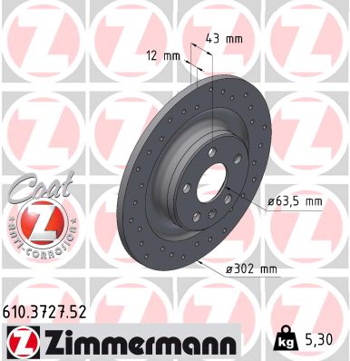 Brake Disc - 610.3727.52 ZIMMERMANN