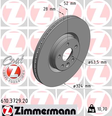 Brake Disc - 610.3729.20 ZIMMERMANN