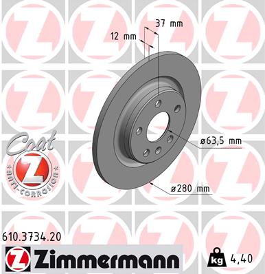 Brake Disc - 610.3734.20 ZIMMERMANN