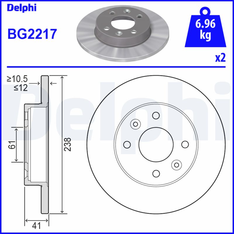 Brake Disc - BG2217 DELPHI
