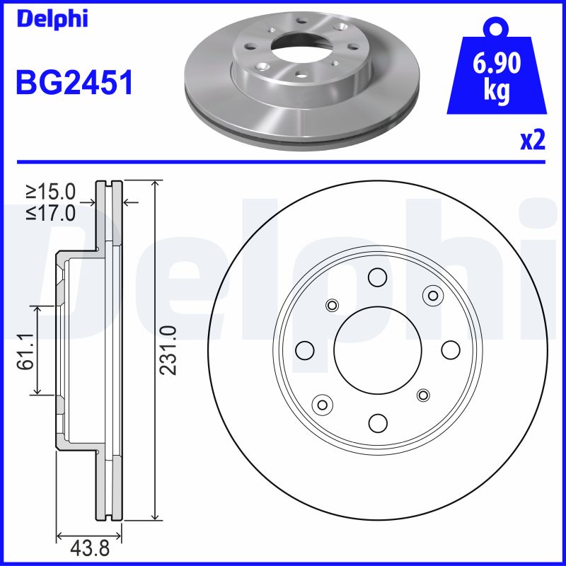Brake Disc - BG2451 DELPHI