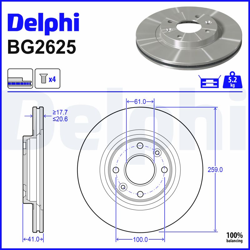 Bremsscheibe - BG2625 DELPHI