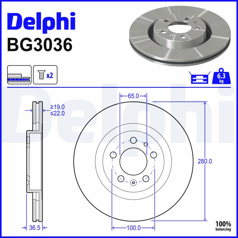 Brake Disc - BG3036 DELPHI