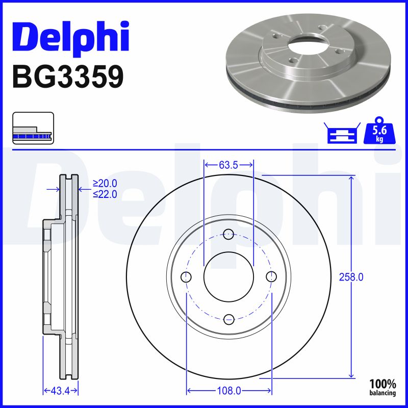 stabdžių diskas - BG3359 DELPHI