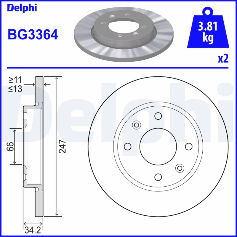 Brake Disc - BG3364 DELPHI