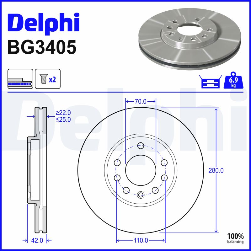 Brake Disc - BG3405 DELPHI