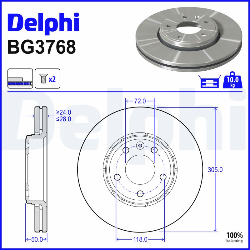 Brake Disc - BG3768 DELPHI