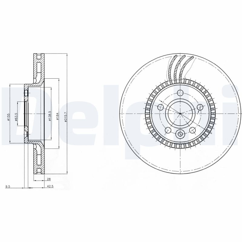 Тормозной диск - BG3784 DELPHI