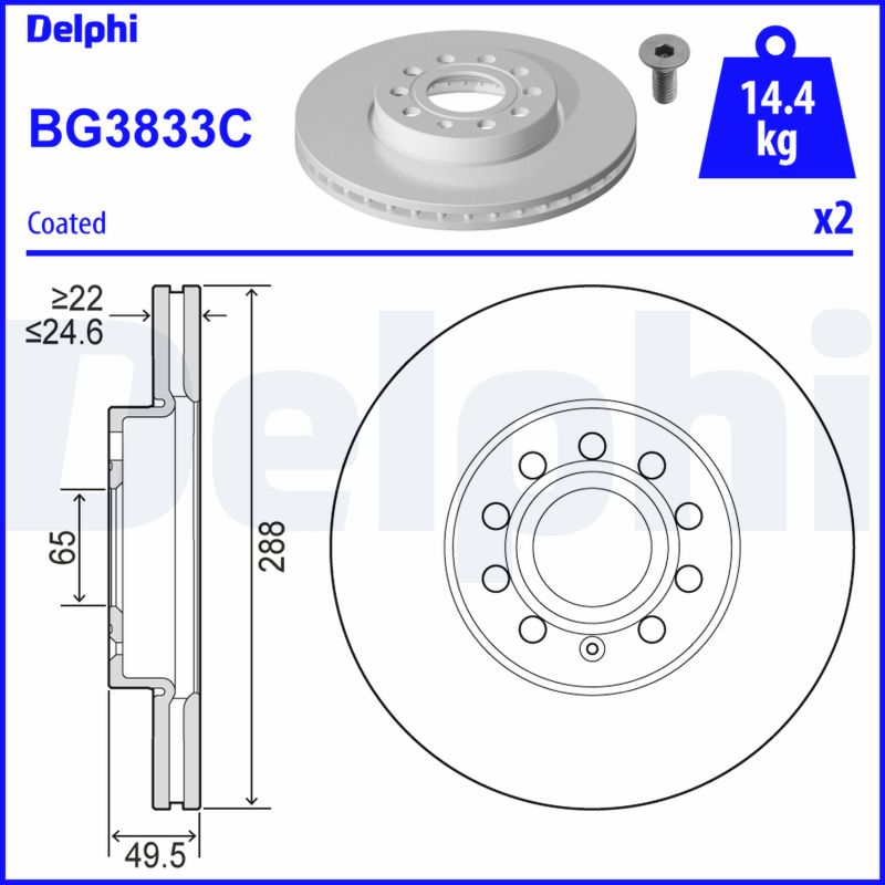 stabdžių diskas - BG3833C DELPHI