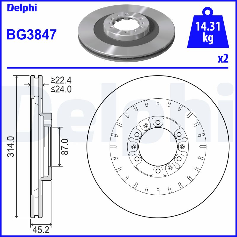 Brake Disc - BG3847 DELPHI