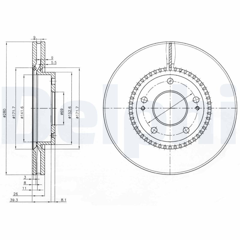 Brake Disc - BG3861C DELPHI