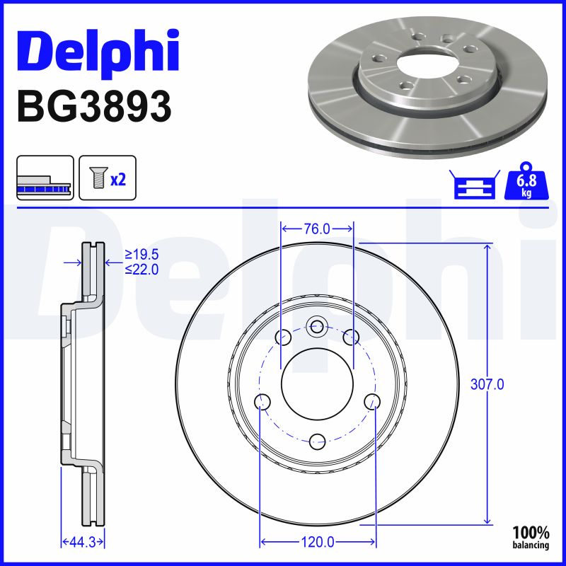 stabdžių diskas - BG3893 DELPHI