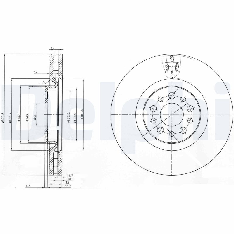 Bremsscheibe - BG3898 DELPHI