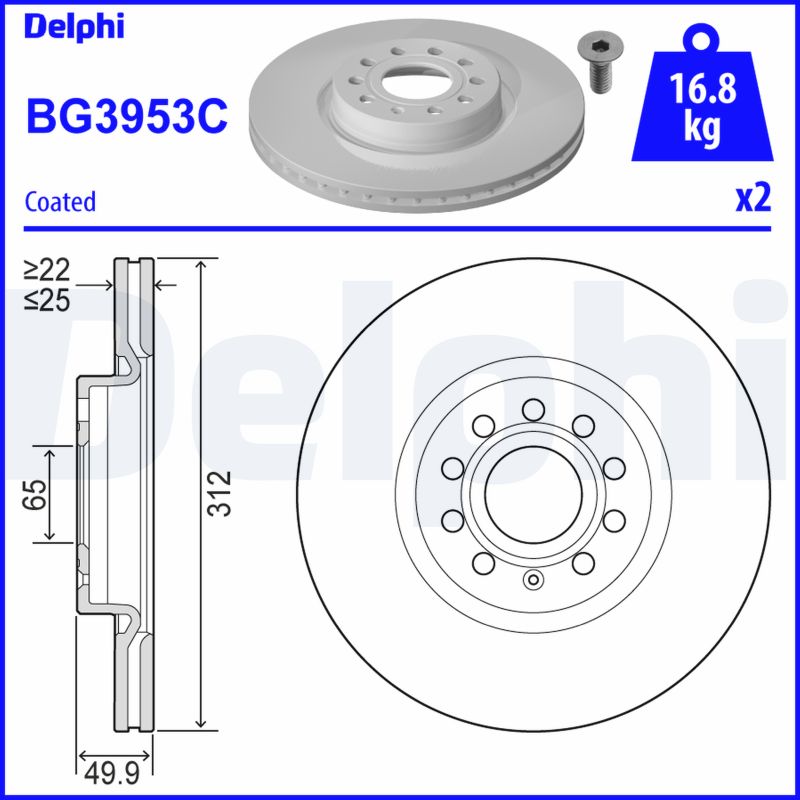 Brake Disc - BG3953C DELPHI
