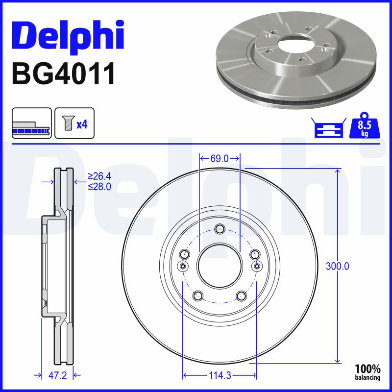 Brake Disc - BG4011 DELPHI