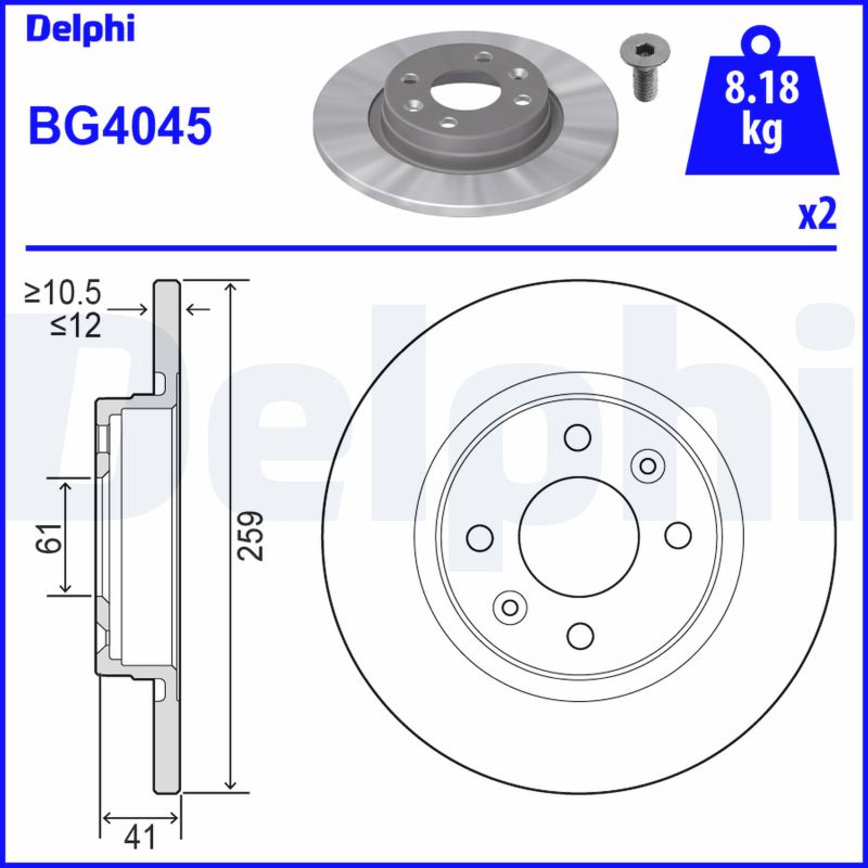 Brake Disc - BG4045 DELPHI