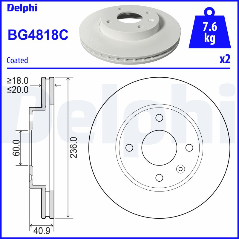 Brake Disc - BG4818C DELPHI