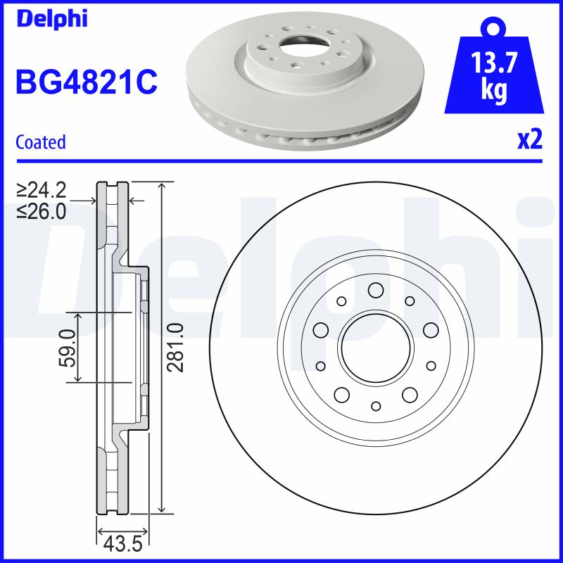 Brake Disc - BG4821C DELPHI