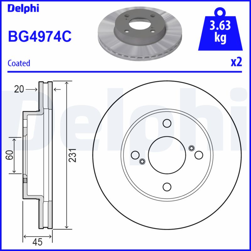 stabdžių diskas - BG4974C DELPHI
