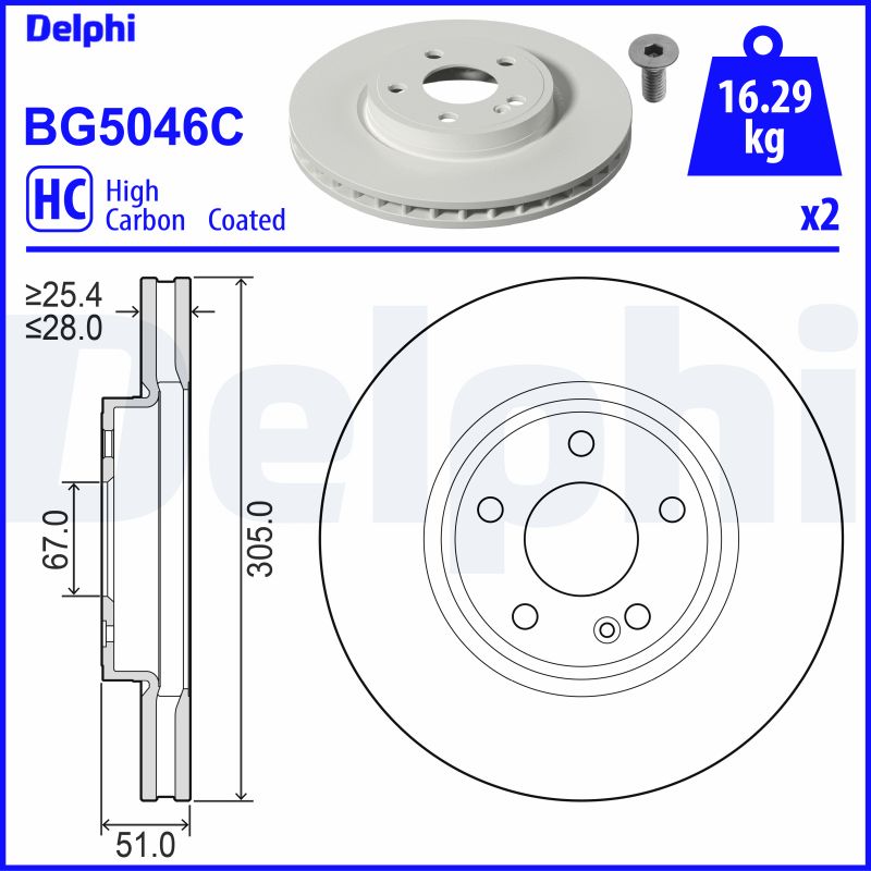 Тормозной диск - BG5046C DELPHI