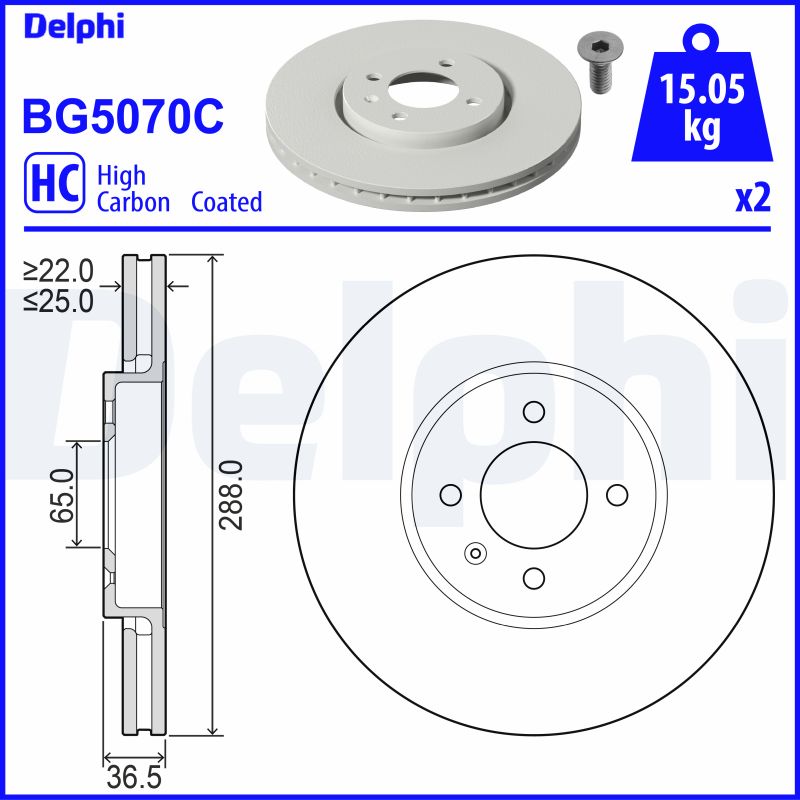 stabdžių diskas - BG5070C DELPHI