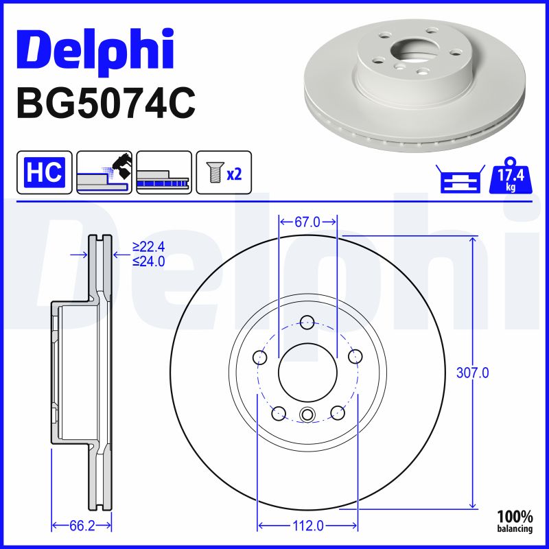 Brake Disc - BG5074C DELPHI