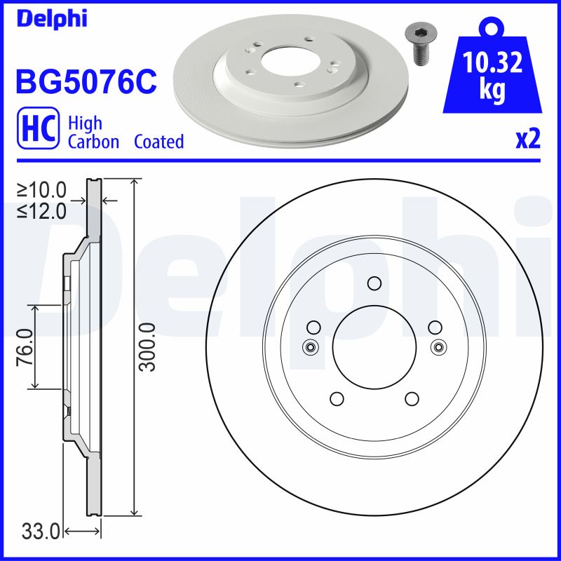 Brake Disc - BG5076C DELPHI