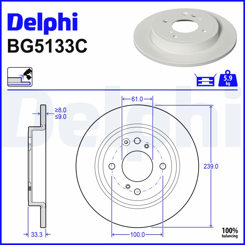 Brake Disc - BG5133C DELPHI