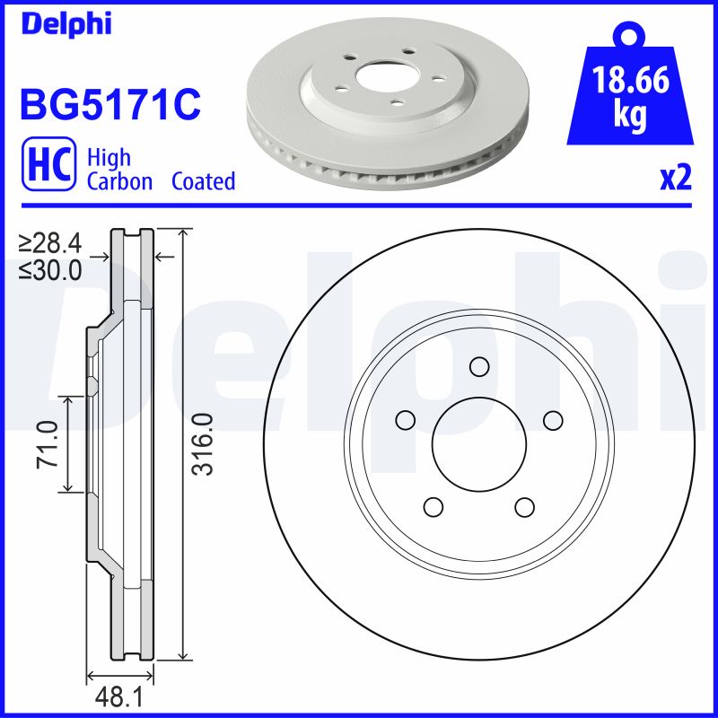 Тормозной диск - BG5171C DELPHI