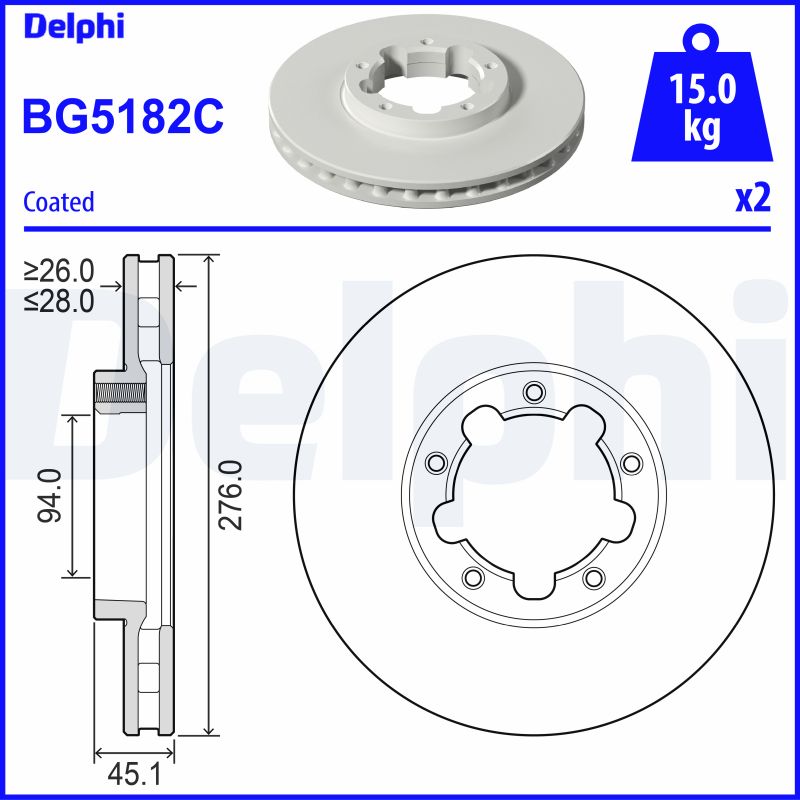 Тормозной диск - BG5182C DELPHI