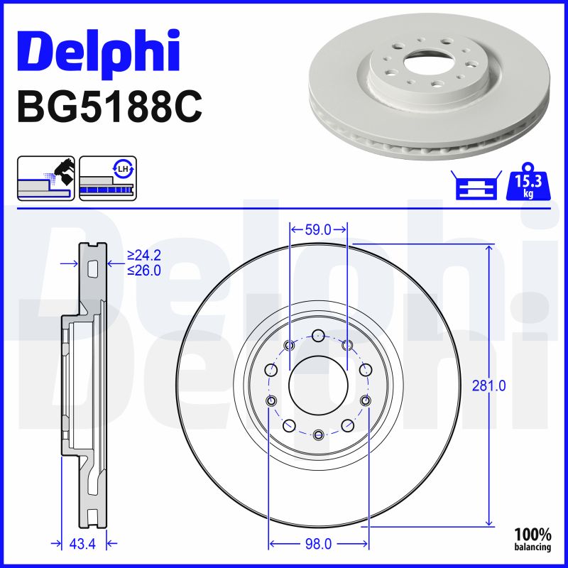 Brake Disc - BG5188C DELPHI