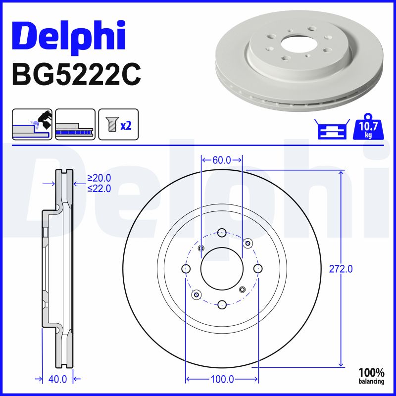 Brake Disc - BG5222C DELPHI