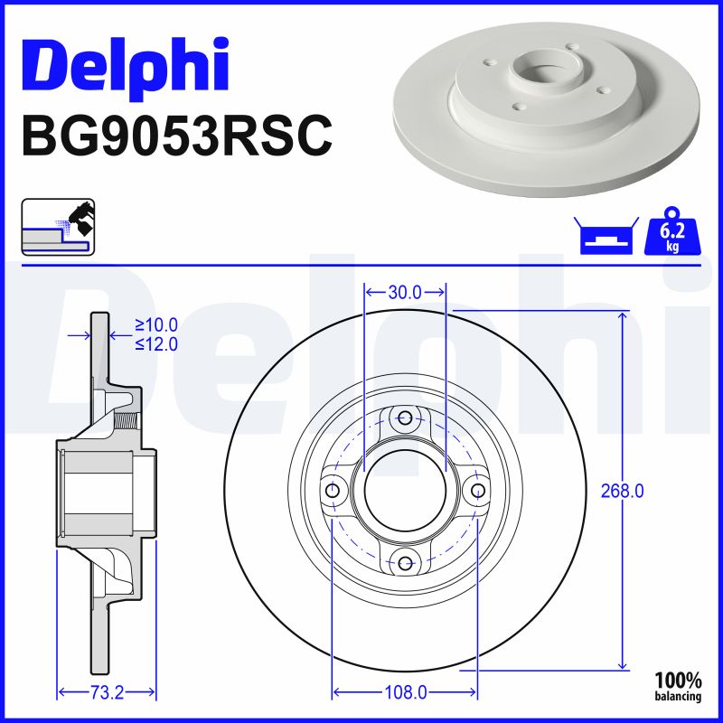 Bremsscheibe - BG9053RSC DELPHI