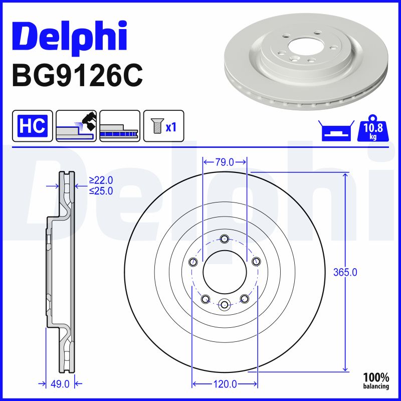 Тормозной диск - BG9126C DELPHI