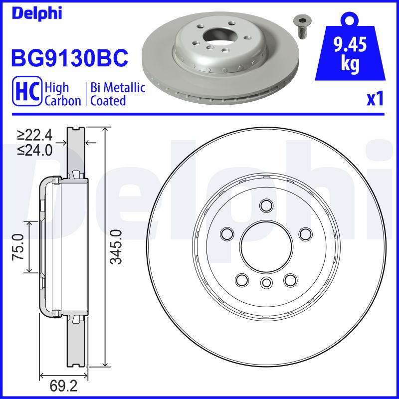 Тормозной диск - BG9130BC DELPHI