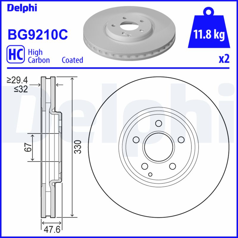 Brake Disc - BG9210C DELPHI