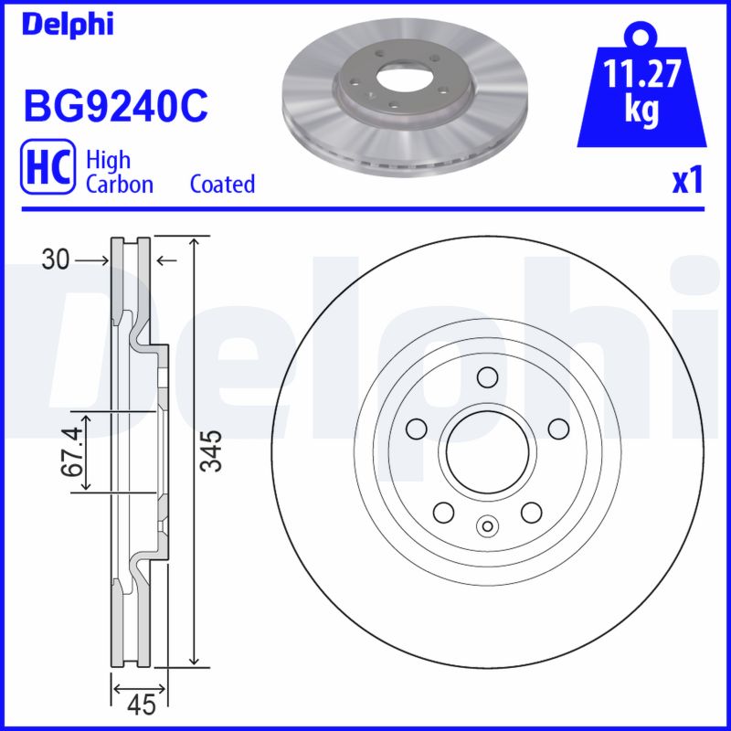 Brake Disc - BG9240C DELPHI